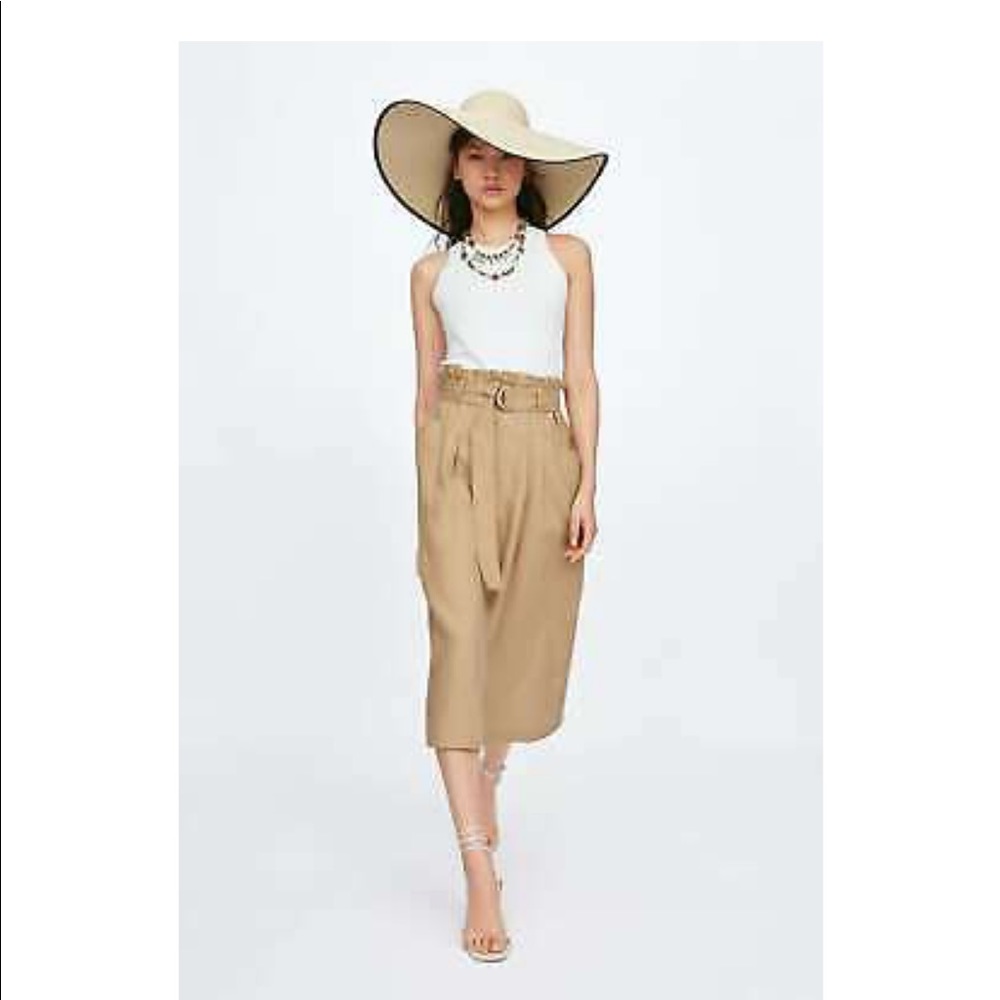 Zara belted linen skirt